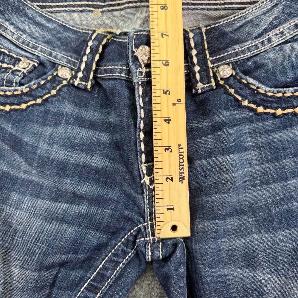 Miss Me Jeans Womens 27 (Fits 30x31) Dark Wash Skinny Buckle Flap Pocket Denim - Picture 13 of 16